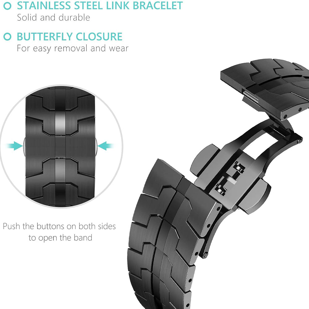 Techsuit - Watchband (W063) - Apple Watch 1/2/3/4/5/6/7/8/9/10/11/SE/SE 2/SE 3/Ultra/2/3 (42/44/45/46/49mm) - Titanium O