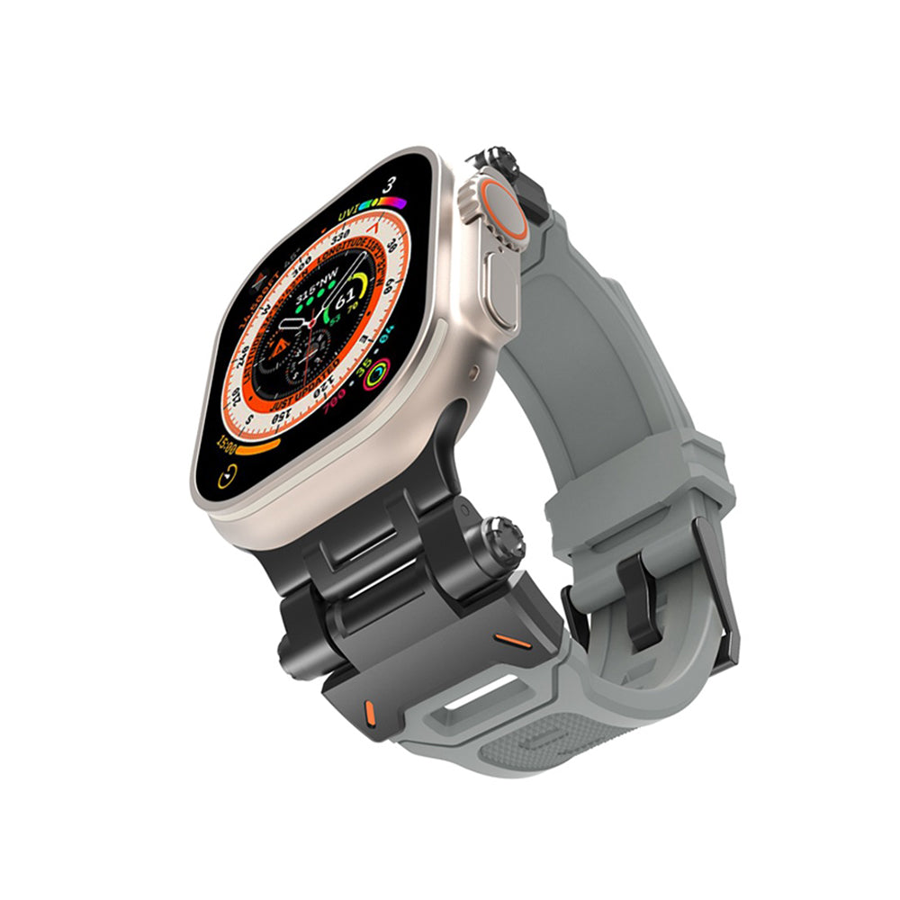 Techsuit - Watchband (W064) - Apple Watch 1/2/3/4/5/6/7/8/9/10/11/SE/SE 2/SE 3/Ultra/2/3 (42/44/45/46/49mm) - Black Gray