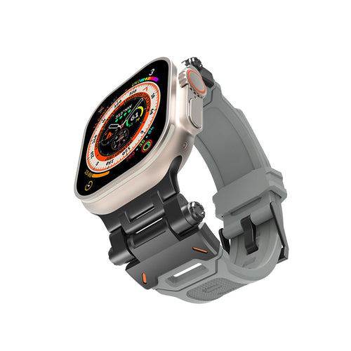 Techsuit - Watchband (W064) - Apple Watch 1/2/3/4/5/6/7/8/9/10/11/SE/SE 2/SE 3/Ultra/2/3 (42/44/45/46/49mm) - Black Gray