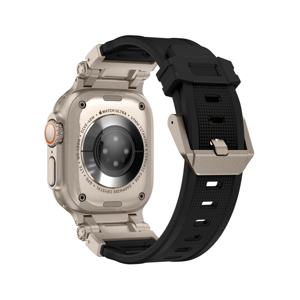 Techsuit - Watchband (W064) - Apple Watch 1/2/3/4/5/6/7/8/9/10/11/SE/SE 2/SE 3/Ultra/2/3 (42/44/45/46/49mm) - Silver Bla