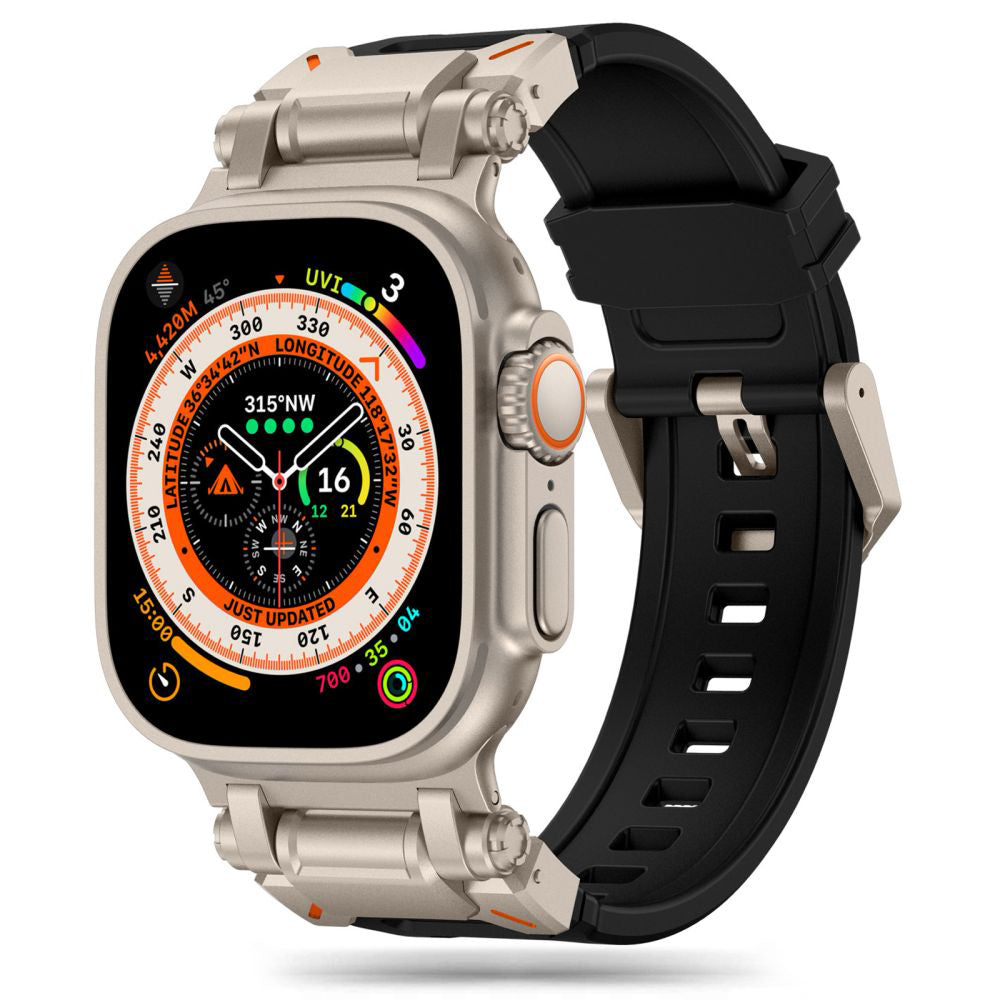 Techsuit - Watchband (W064) - Apple Watch 1/2/3/4/5/6/7/8/9/10/11/SE/SE 2/SE 3/Ultra/2/3 (42/44/45/46/49mm) - Silver Bla