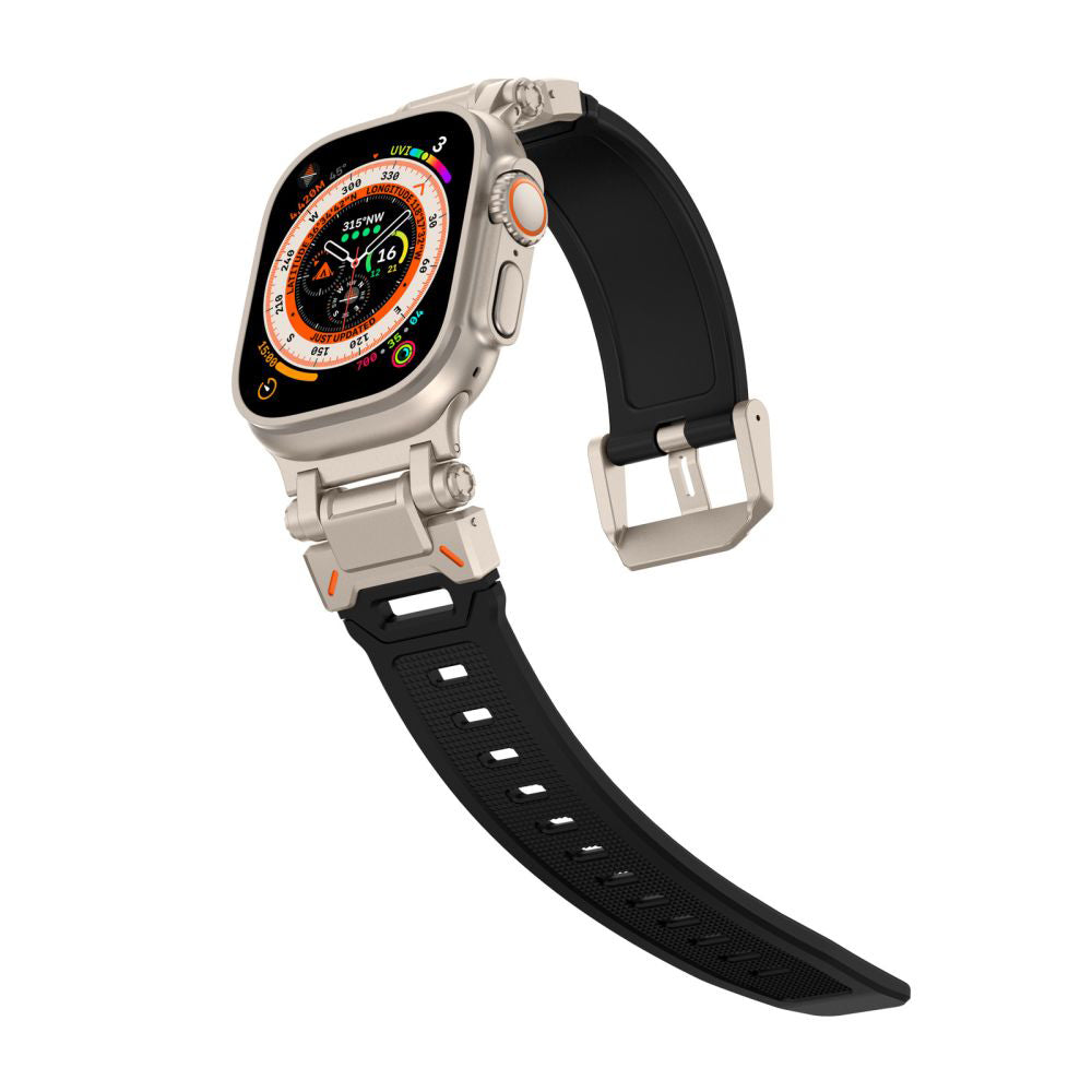 Techsuit - Watchband (W064) - Apple Watch 1/2/3/4/5/6/7/8/9/10/11/SE/SE 2/SE 3/Ultra/2/3 (42/44/45/46/49mm) - Silver Bla