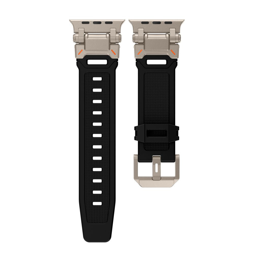 Techsuit - Watchband (W064) - Apple Watch 1/2/3/4/5/6/7/8/9/10/11/SE/SE 2/SE 3/Ultra/2/3 (42/44/45/46/49mm) - Silver Bla