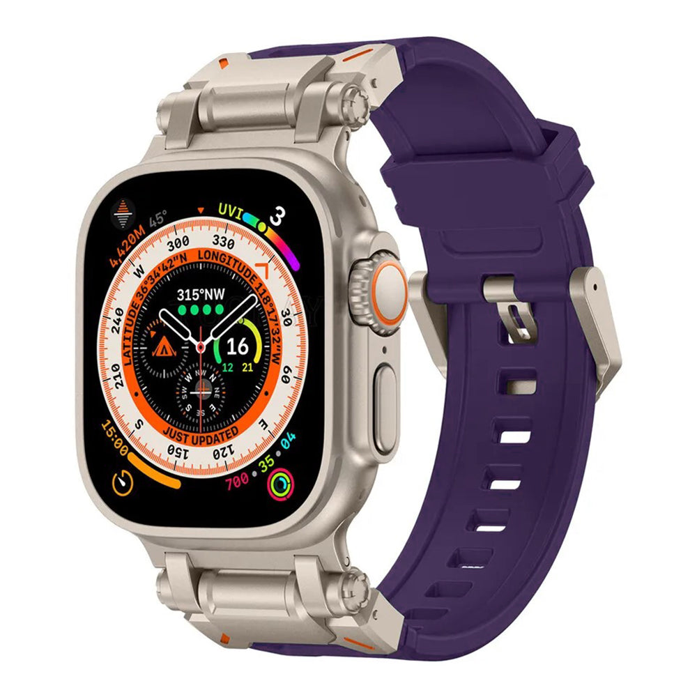 Techsuit - Watchband (W064) - Apple Watch 1/2/3/4/5/6/7/8/9/10/11/SE/SE 2/SE 3/Ultra/2/3 (42/44/45/46/49mm) - Silver Pur
