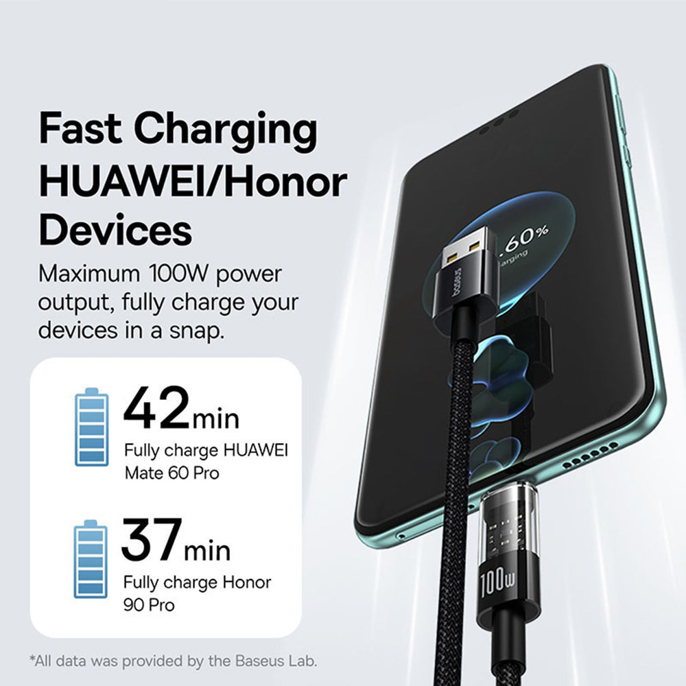 Baseus - Data Cable Gem (P10373002111-01) - USB to Type-C, Super Fast Charging 100W, 2m - Cluster Black