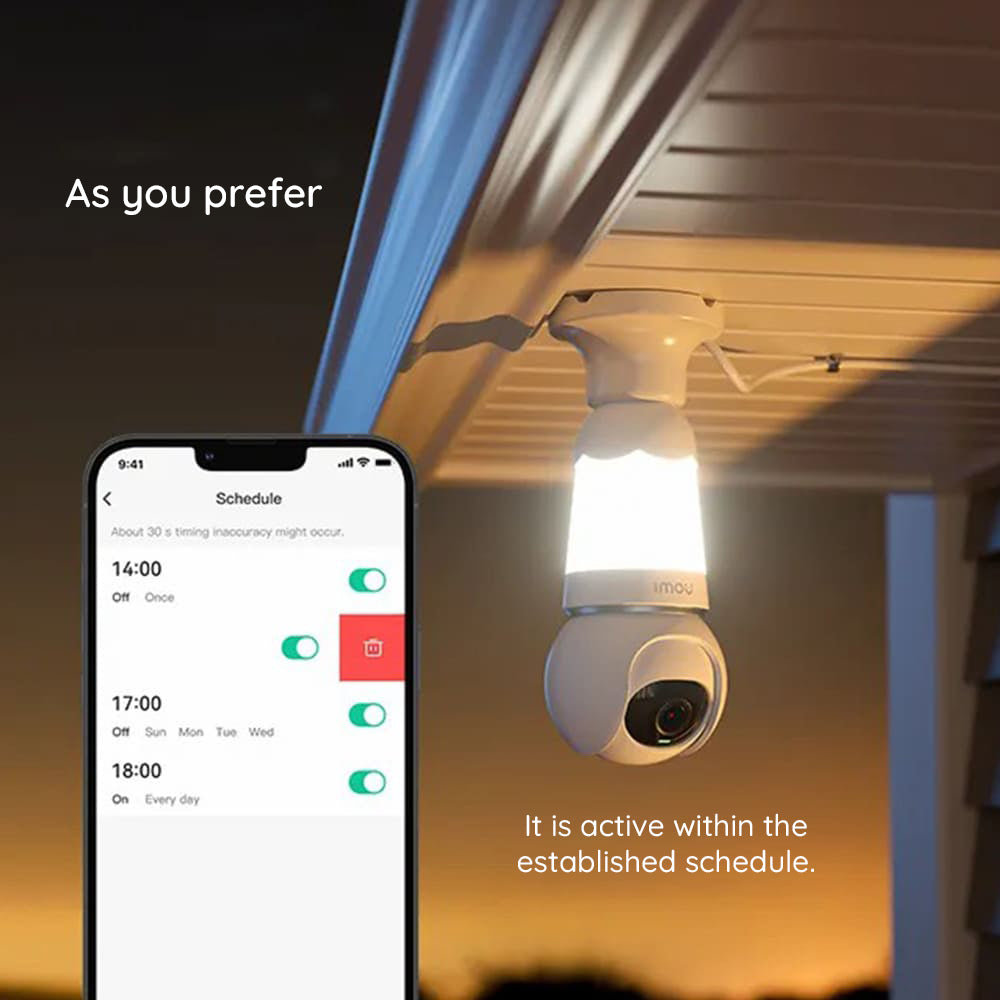 Imou - Indoor Wi-Fi Bulb Cam (IPC-S6DP-5M0WEB-E27) - 5MP, E27 Light Bulb, Built-in Mic, Human Detection, Night Vision - 