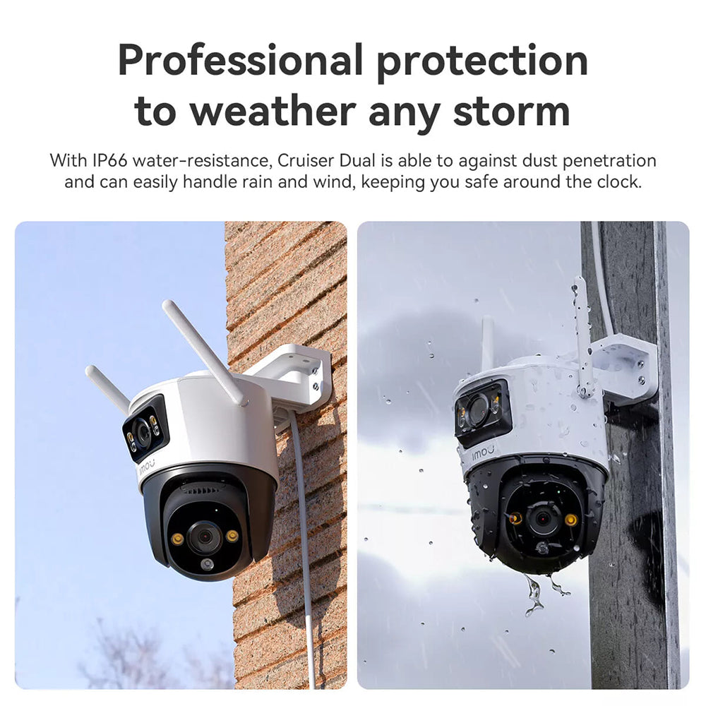 Imou - Outdoor Camera Cruiser Dual (IPC-S7XP-10M0WED-0360B) - 10MP, Two-way Talk, Human Detection, Night Vision, IP66 - 