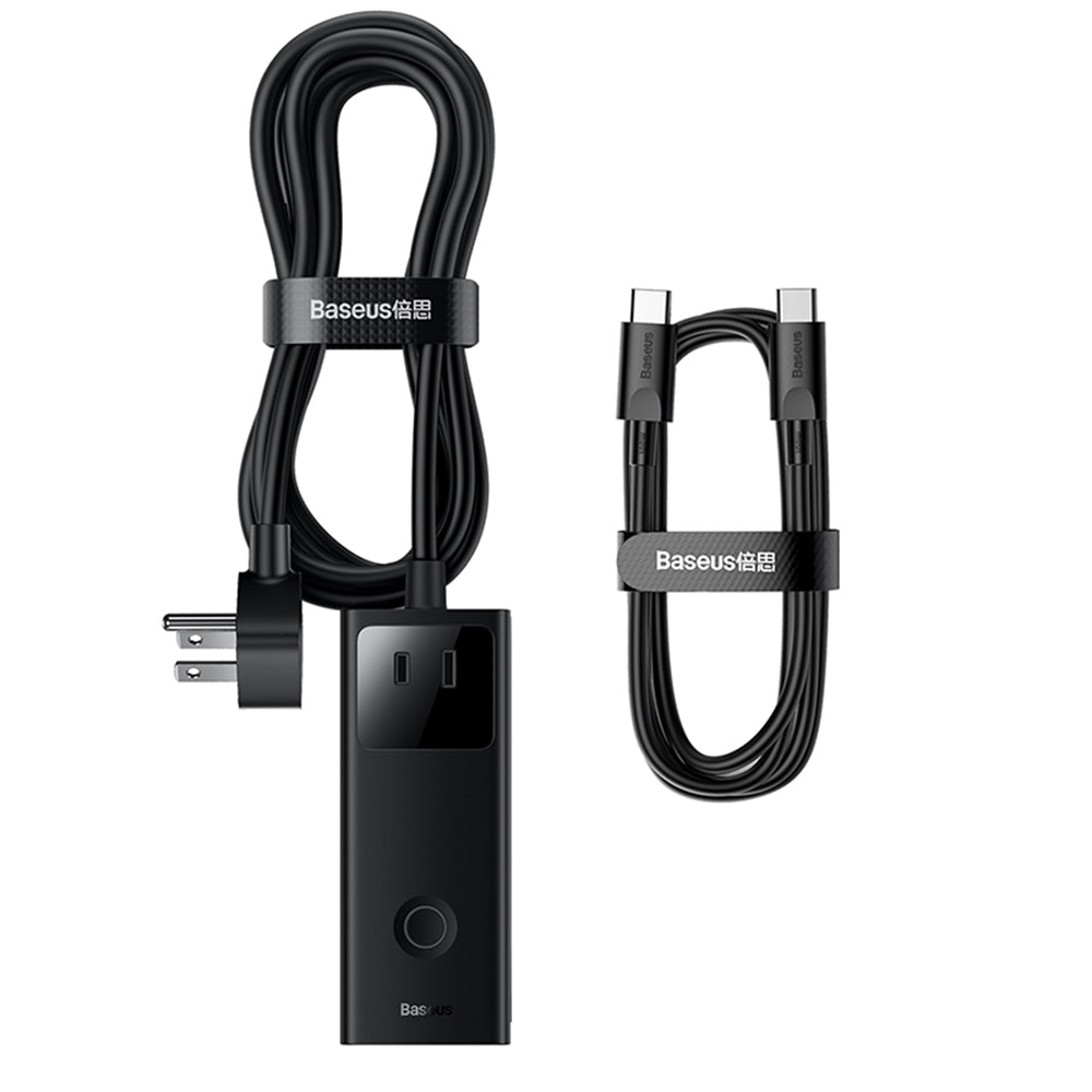 Baseus - Wall Charger PowerCombo Digital PowerStrip (PSLA020101) - 3xAC, 2xUSB, 2xType-C, 65W with Cable Type-C 100W - B