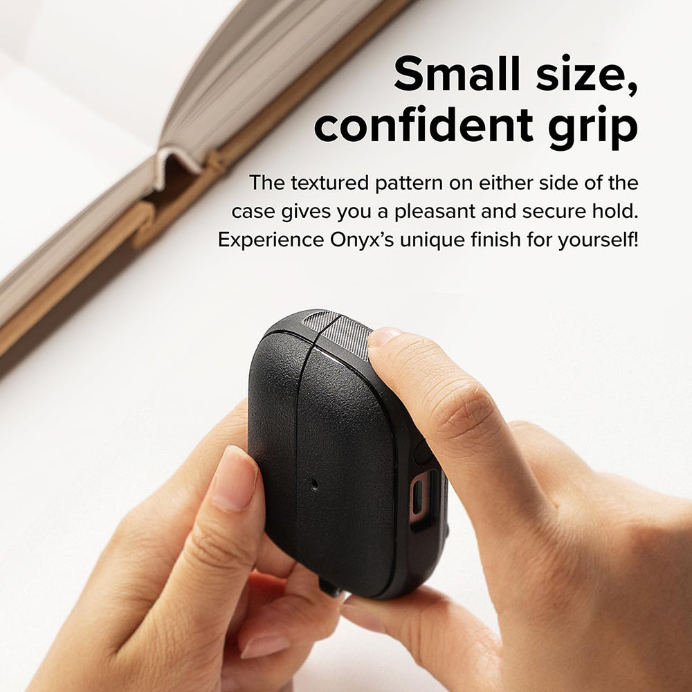 Ringke - Protection Case Onyx Magnetic - for Samsung Galaxy Buds 3 / 3 Pro / 3 FE, Non-Slip Texture, Carabiner Hole - Bl