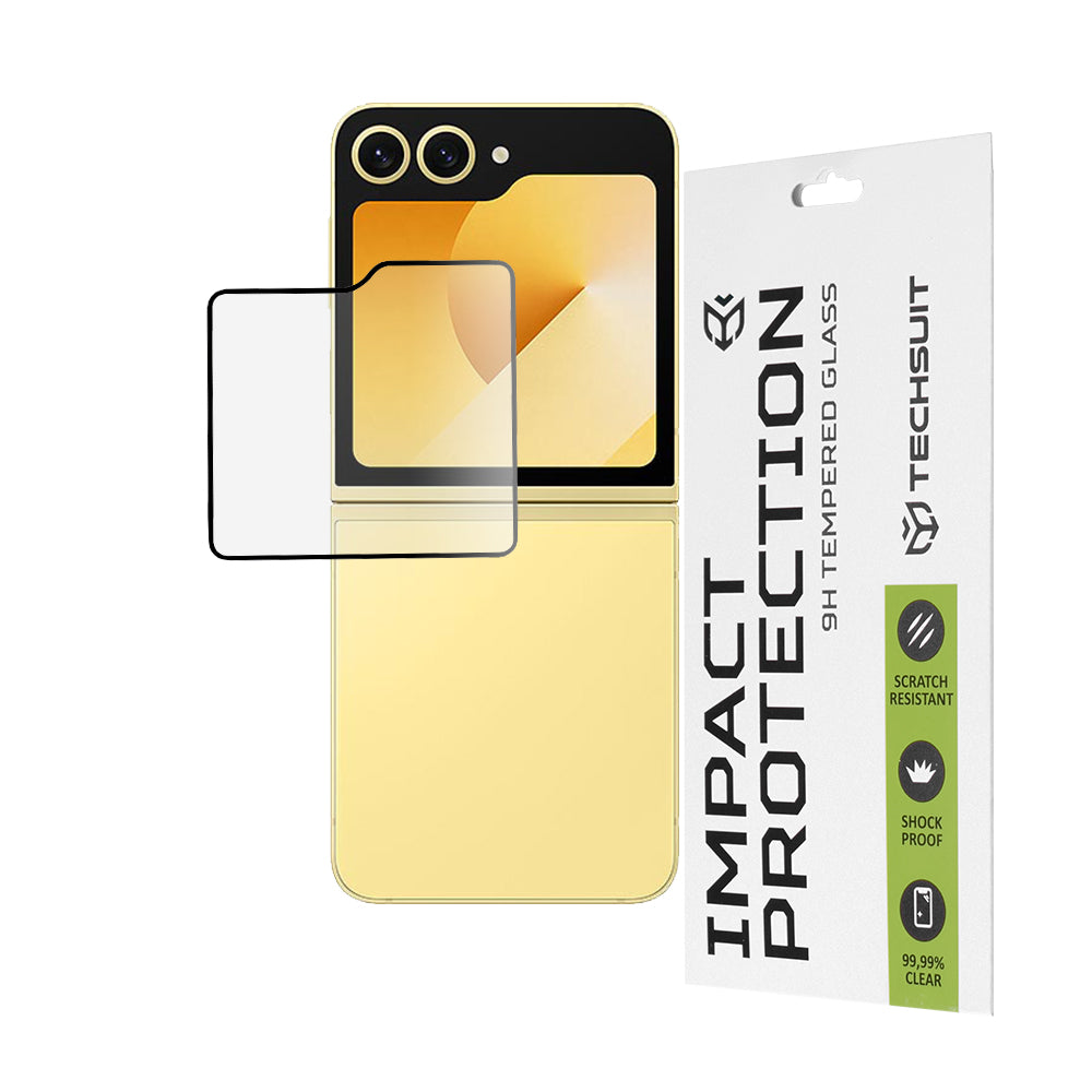 Techsuit - 111D Full Cover / Full Glue Glass [Outside Screen] - Samsung Galaxy Z Flip6 / Flip7 FE - Black