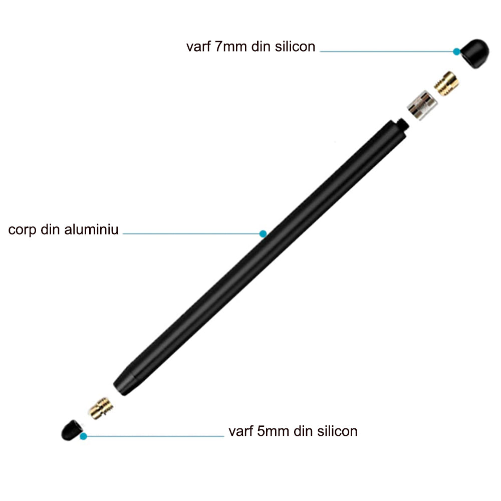 Techsuit - Stylus Pen (JC01) - Aluminum Alloy, Android, iOS, Microsoft - Black