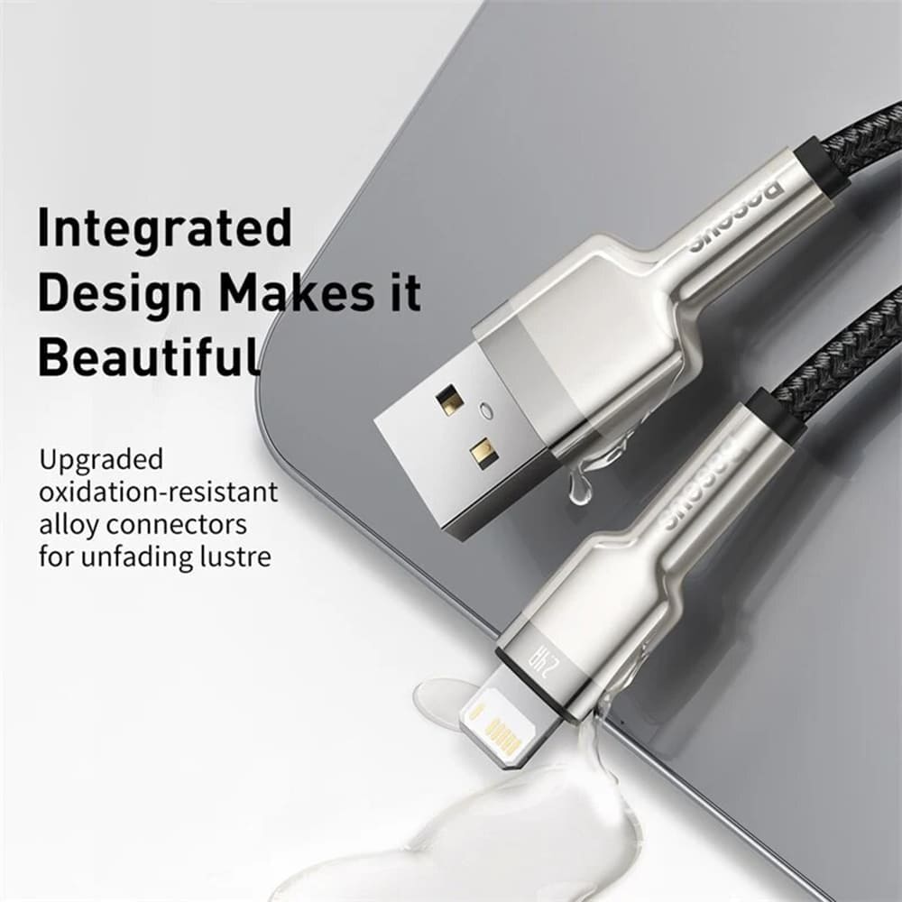 Baseus - Data Cable Cafule Series Metal (CALJK-B01) - USB to Lightning 2.4A, 2m - Black