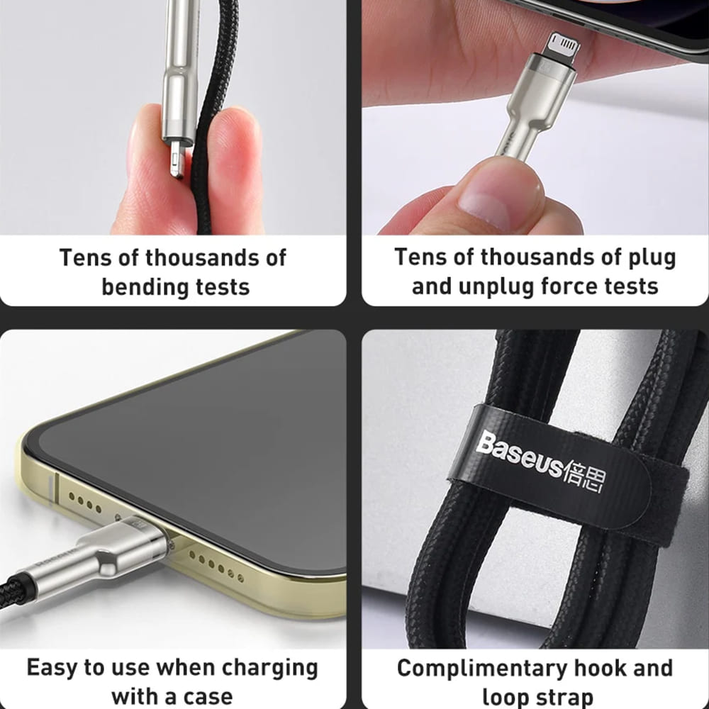 Baseus - Data Cable Cafule Series Metal (CALJK-B01) - USB to Lightning 2.4A, 2m - Black