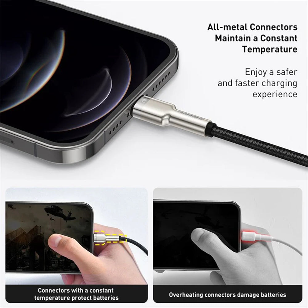 Baseus - Data Cable Cafule Series Metal (CALJK-B01) - USB to Lightning 2.4A, 2m - Black