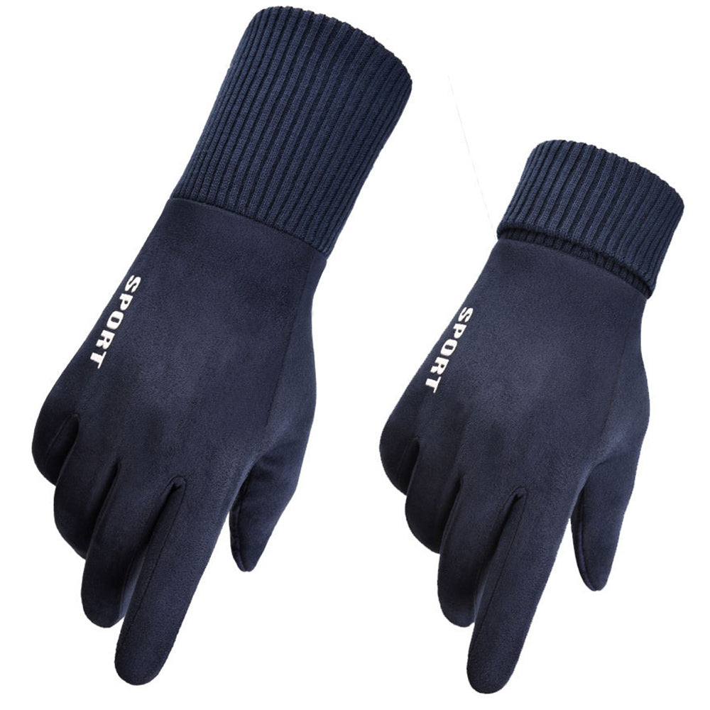 Techsuit - Touchscreen Gloves Suede (ST0009) - PU Leather, Plush Interior - Blue