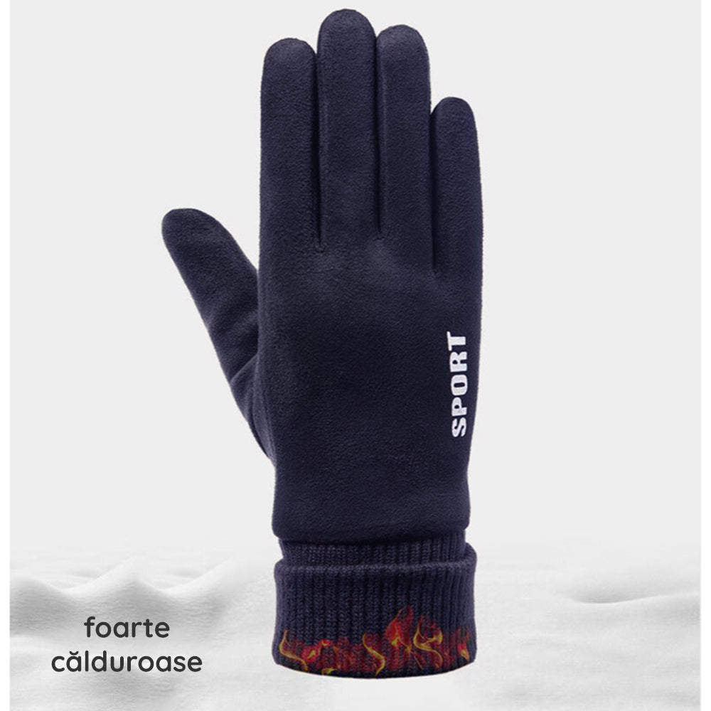 Techsuit - Touchscreen Gloves Suede (ST0009) - PU Leather, Plush Interior - Blue