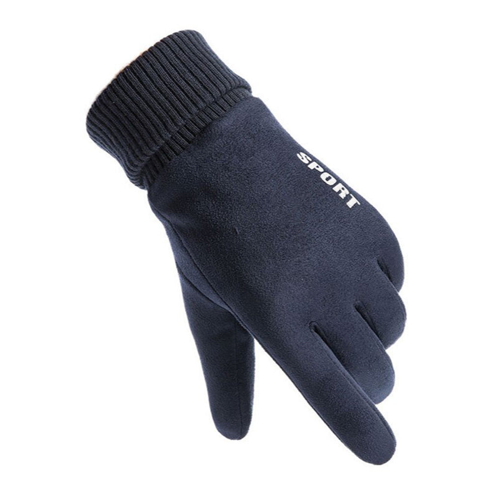 Techsuit - Touchscreen Gloves Suede (ST0009) - PU Leather, Plush Interior - Blue
