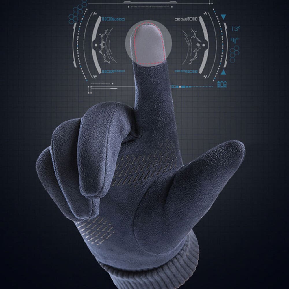 Techsuit - Touchscreen Gloves Suede (ST0009) - PU Leather, Plush Interior - Blue