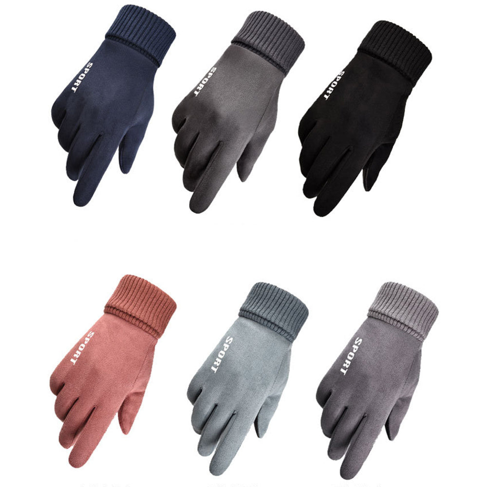 Techsuit - Touchscreen Gloves Suede (ST0009) - PU Leather, Plush Interior - Blue
