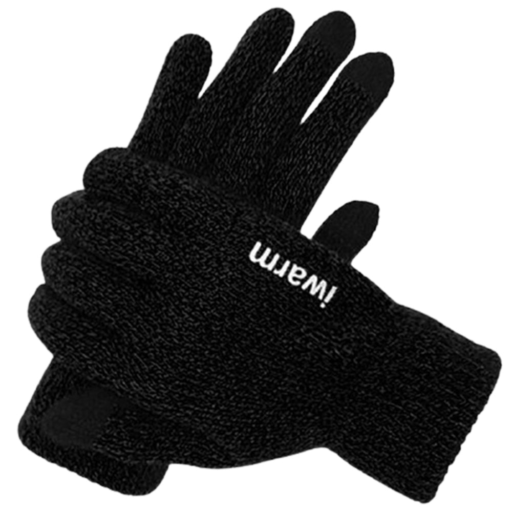 iWarm - Touchscreen Gloves (ST0005) - Double Layer and Velvet/Acrylic, Size 21cm - Black