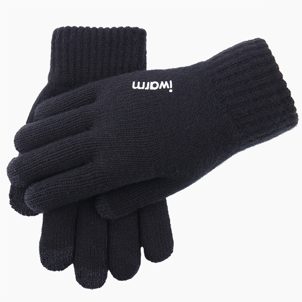 iWarm - Touchscreen Gloves (ST0005) - Double Layer and Velvet/Acrylic, Size 21cm - Black