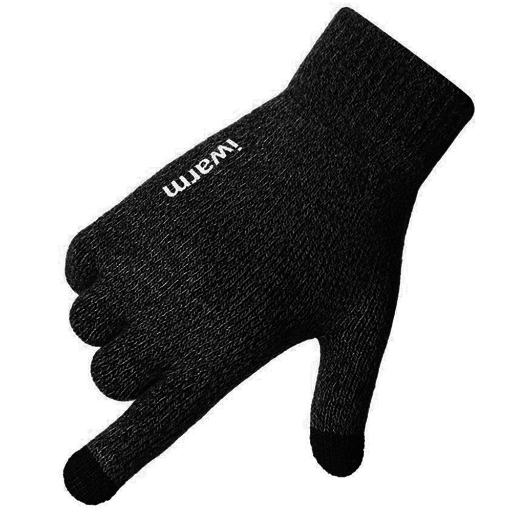 iWarm - Touchscreen Gloves (ST0005) - Double Layer and Velvet/Acrylic, Size 21cm - Black