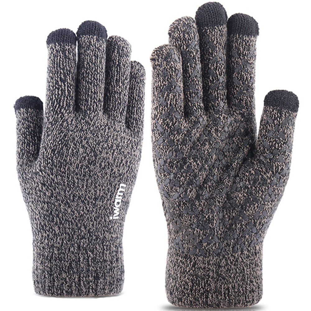 iWarm - Touchscreen Gloves (ST0005) - Double Layer and Velvet/Acrylic, Size 21cm - Gray