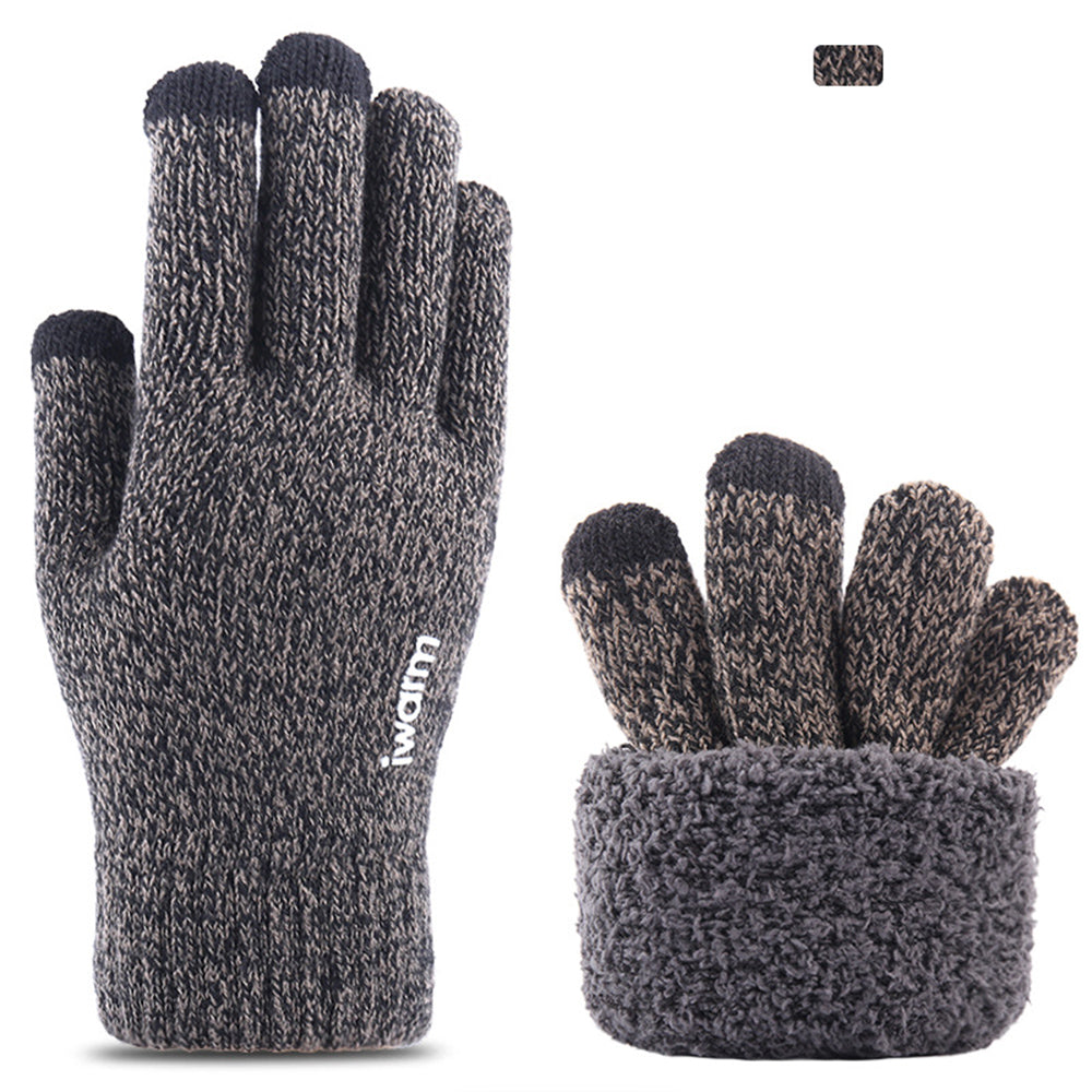 iWarm - Touchscreen Gloves (ST0005) - Double Layer and Velvet/Acrylic, Size 21cm - Gray