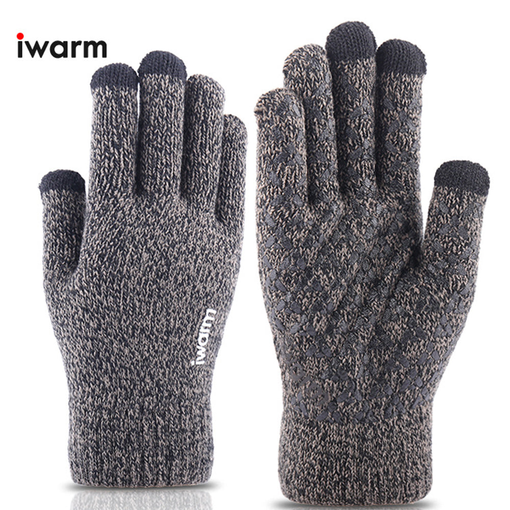 iWarm - Touchscreen Gloves (ST0005) - Double Layer and Velvet/Acrylic, Size 21cm - Gray