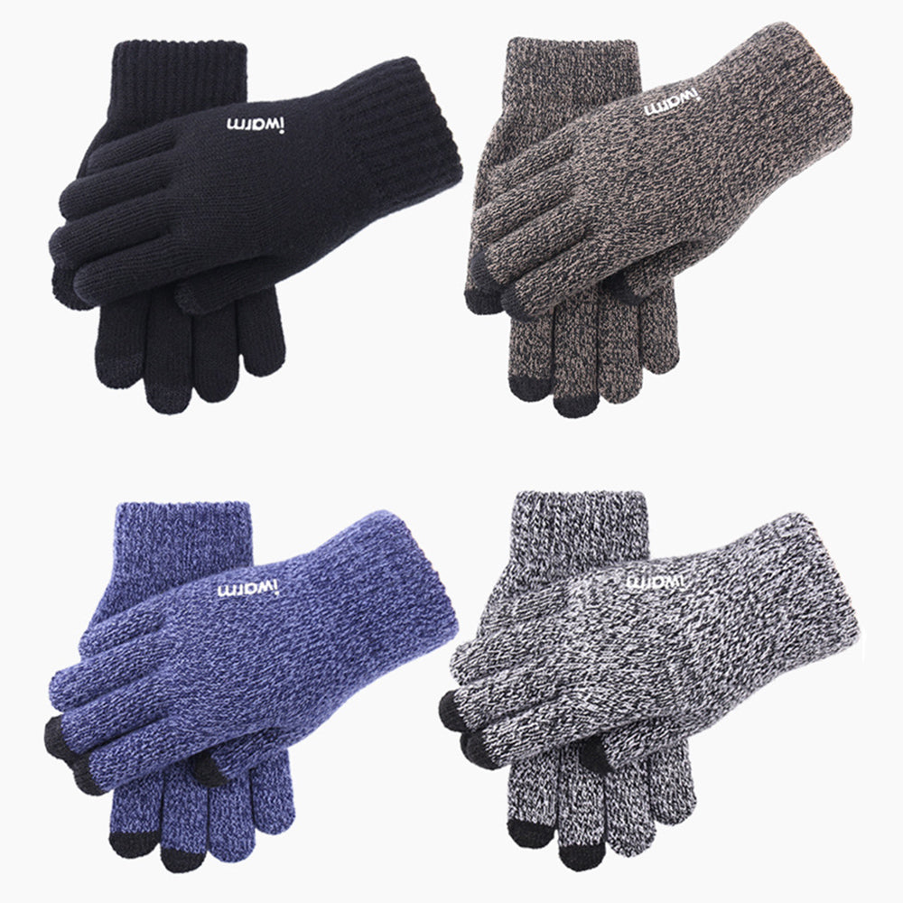 iWarm - Touchscreen Gloves (ST0005) - Double Layer and Velvet/Acrylic, Size 21cm - Gray