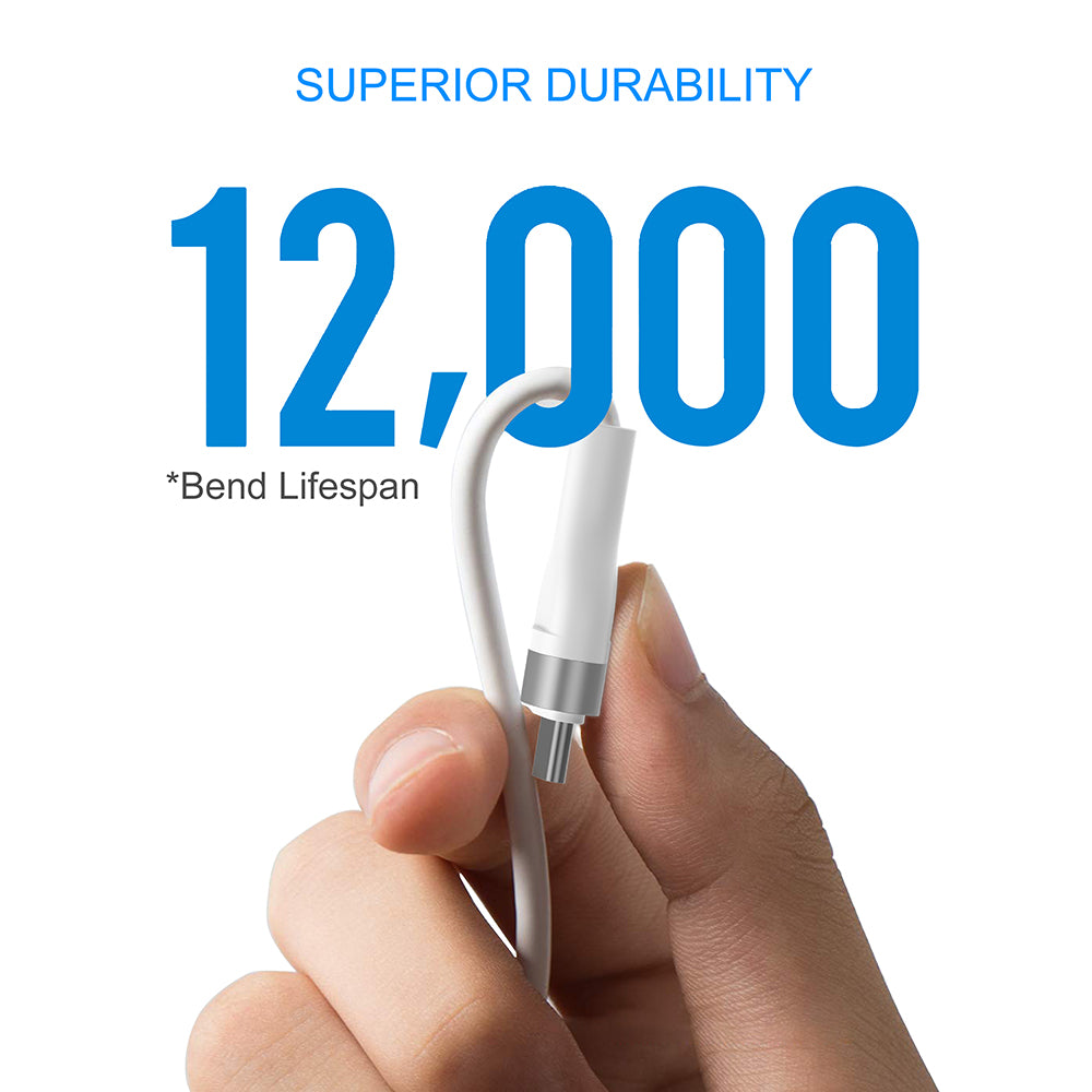 Lito - Data Cable (LD02C) - USB to Type-C, Fast Charging, 2.4A, Tangle-free, Soft Silicone, 1.2m - White