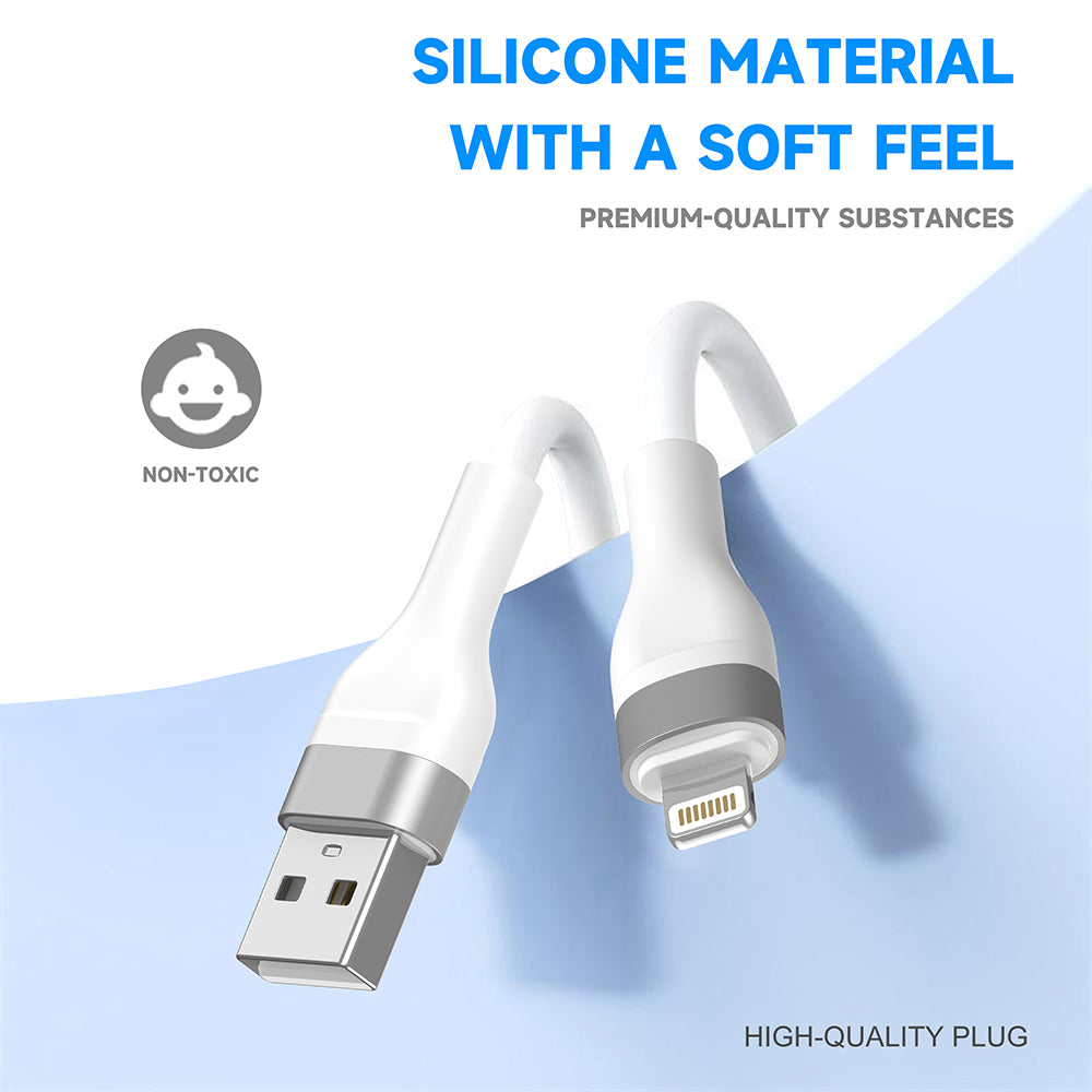 Lito Cablu Lito (LD02L), USB to Lightning, Fast Charging, 2.4A, Tangle-free, Soft Silicone, 1.2m, Alb – imagine 2