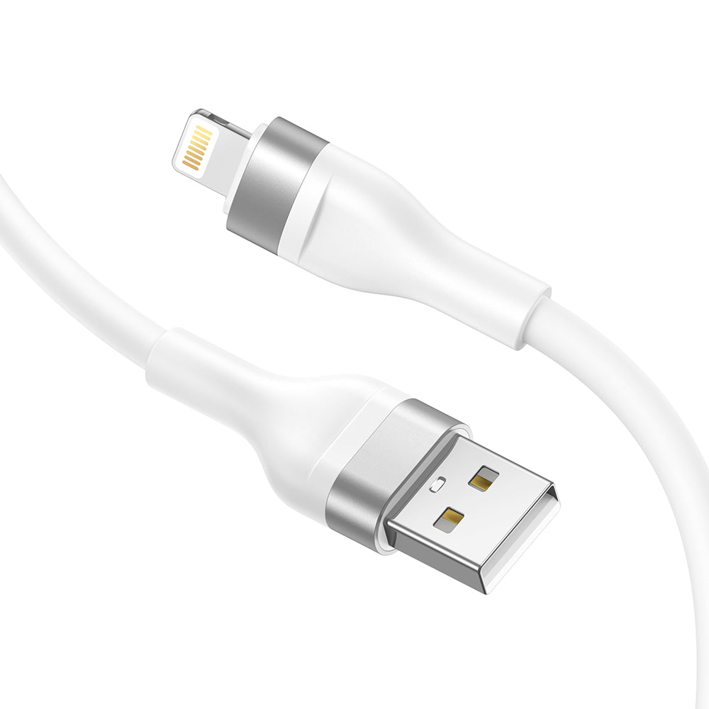 Lito Cablu Lito (LD02L), USB to Lightning, Fast Charging, 2.4A, Tangle-free, Soft Silicone, 1.2m, Alb