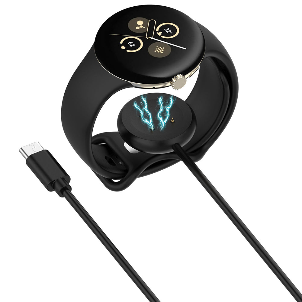 Techsuit - SmartWatch Wireless Charging Cable (THC5) - for Google Pixel Watch 3 (41mm, 45mm) / 2 / Fitbit Ace LTE, Type-