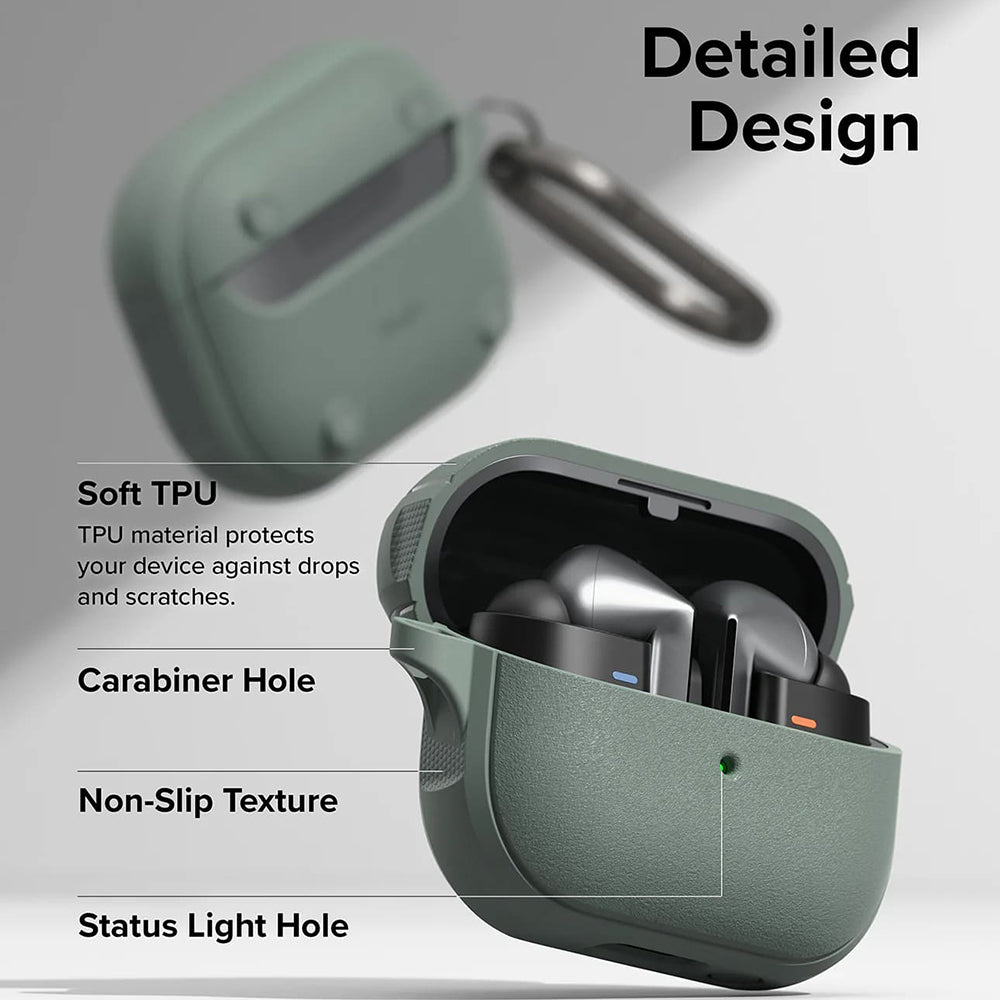 Ringke - Protection Case Onyx Magnetic - for Samsung Galaxy Buds 3 / 3 Pro / 3 FE, Non-Slip Texture, Carabiner - Sage Gr