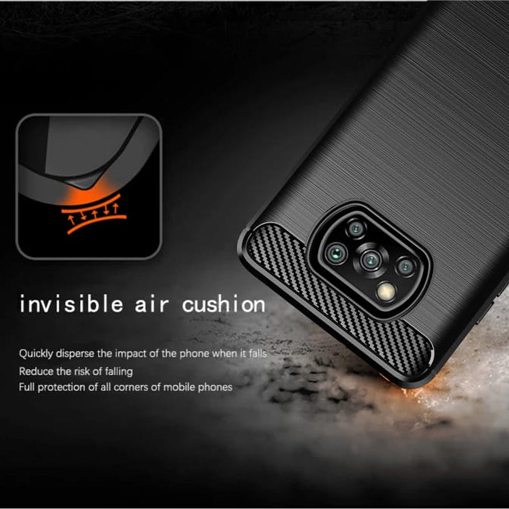 TechSuit - Carbon Silicone - Xiaomi Poco X3 / Poco X3 NFC / Poco X3 Pro - Black