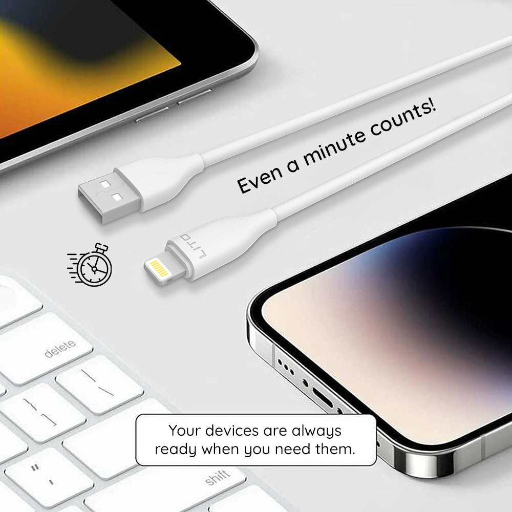 Lito Cablu Lito (LD03L), USB to Lightning, Fast Charging, 2.4A, 1m, Alb – imagine 4