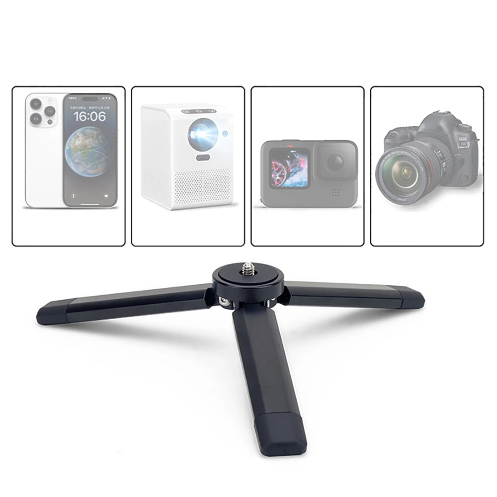 Techsuit - Mini Tripod (TPD2) - for Selfie Sticks, Universal, with 1/4 inch Screw, Aluminum Alloy - Black