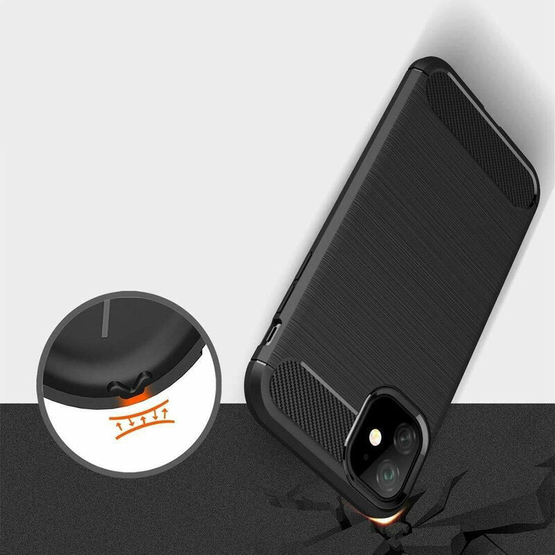 TechSuit Husa de protectie Techsuit Carbon Silicone compatibil cu iPhone 12 / iPhone 12 Pro, Negru – imagine 2