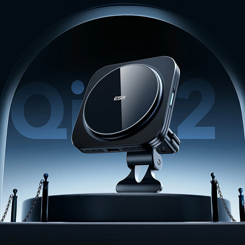 ESR - Car Holder with Wireless Charging Qi2 HaloLock (2B51801) - with CryoBoost, MagSafe Compatible, for Air Vent - Blac