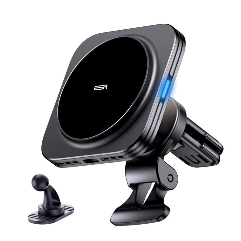 ESR - Car Holder with Wireless Charging Qi2 HaloLock (2B51801) - with CryoBoost, MagSafe Compatible, for Air Vent - Blac