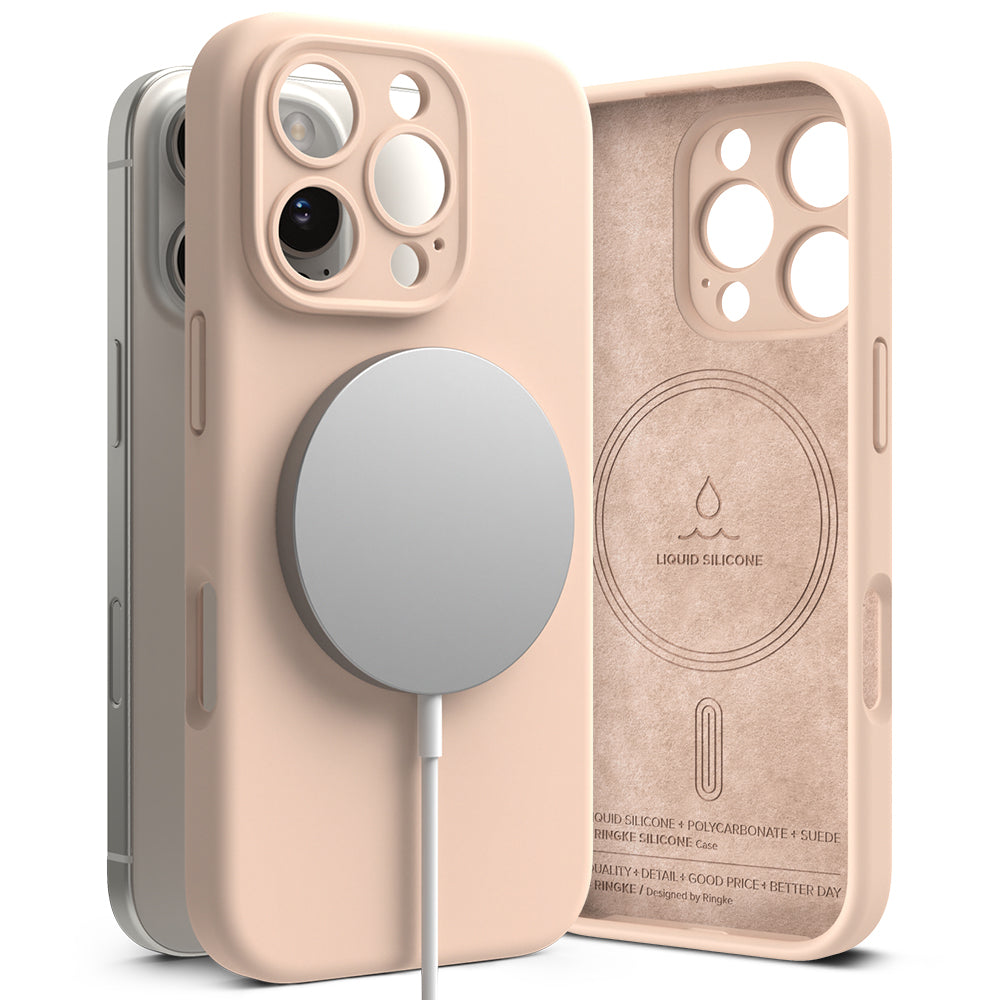 Ringke - Silicone Magnetic MagSafe - iPhone 16 Pro - Pink Sand