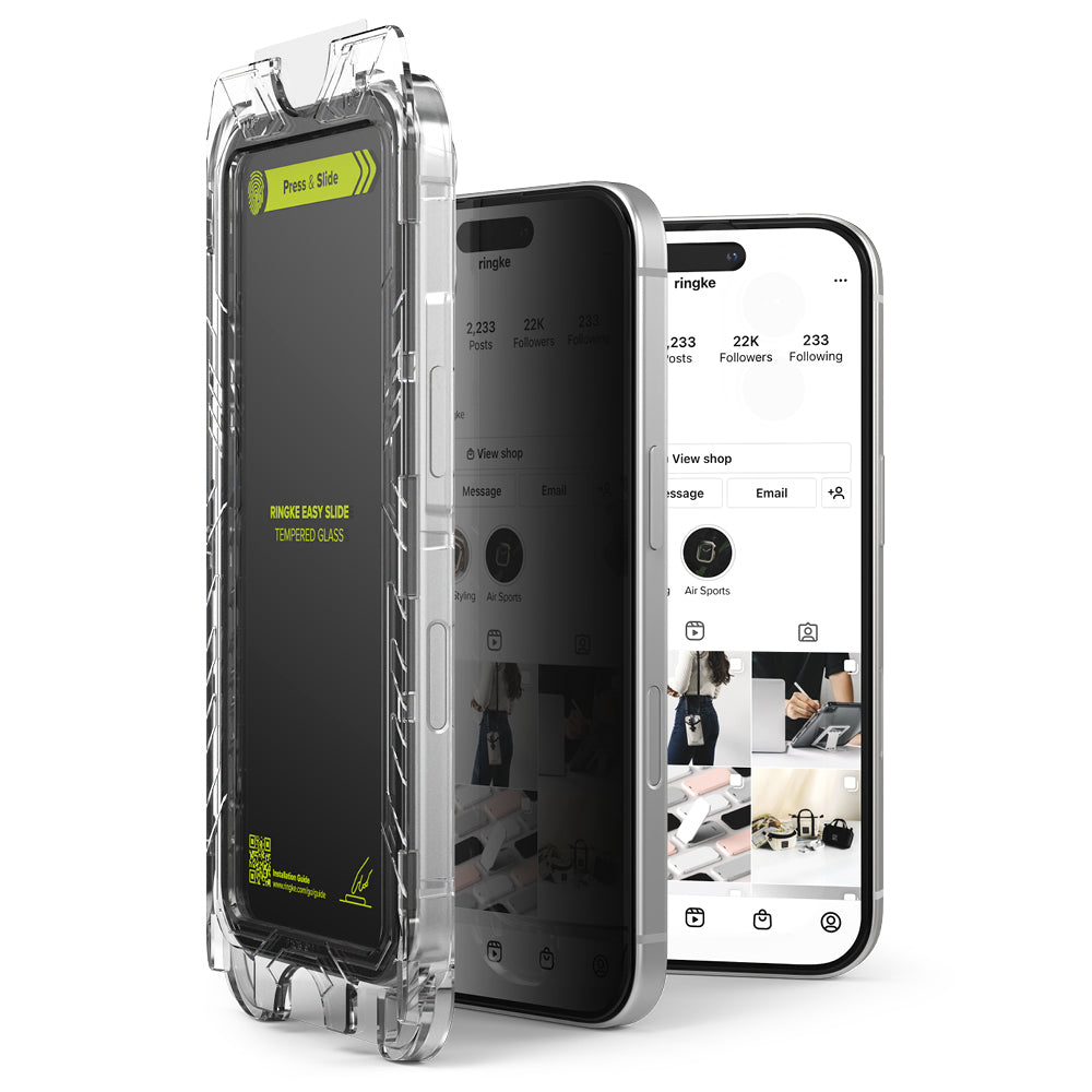 Ringke - Easy Slide Tempered Glass (2 pack) - iPhone 16 Plus / iPhone 15 Plus - Privacy