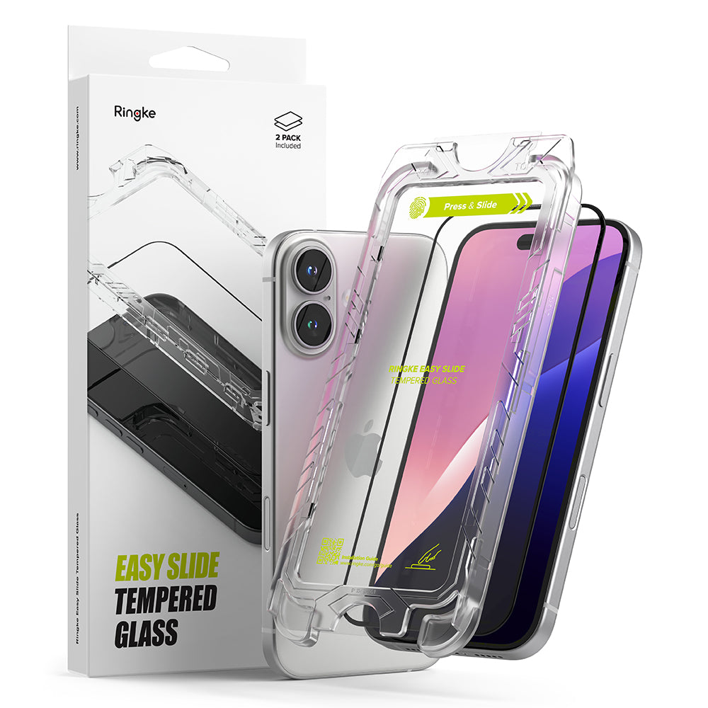 Ringke Folie de protectie Ringke Easy Slide Tempered Glass (set de 2) compatibil cu iPhone 16 Plus / iPhone 15 Plus, Neg