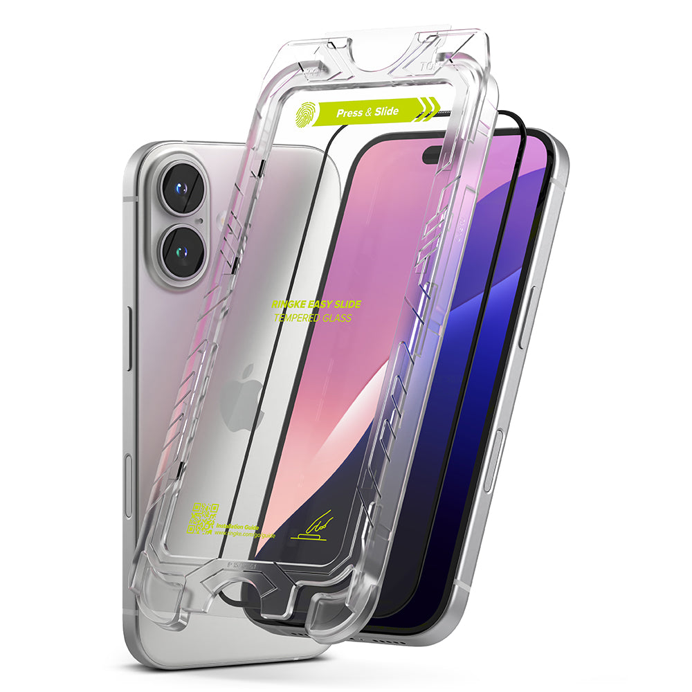 Ringke Folie de protectie Ringke Easy Slide Tempered Glass (set de 2) compatibil cu iPhone 16 Plus / iPhone 15 Plus, Neg