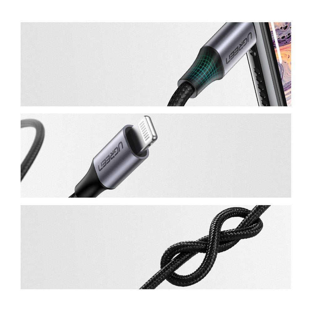 Ugreen - Audio Cable Aluminium Shell US315 (70509) - Lightning to Jack 3.5mm, MFi Certified, 1m - Black