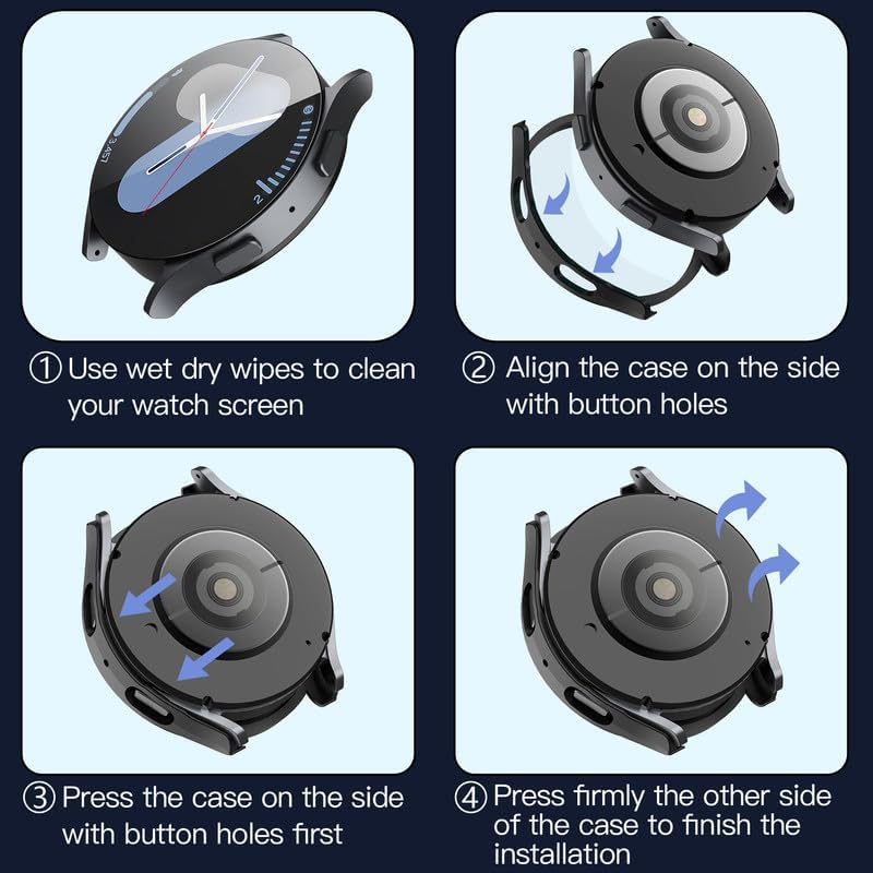 Techsuit - Defense360 Pro + Screen Protector - Samsung Galaxy Watch7 (40mm) - Black