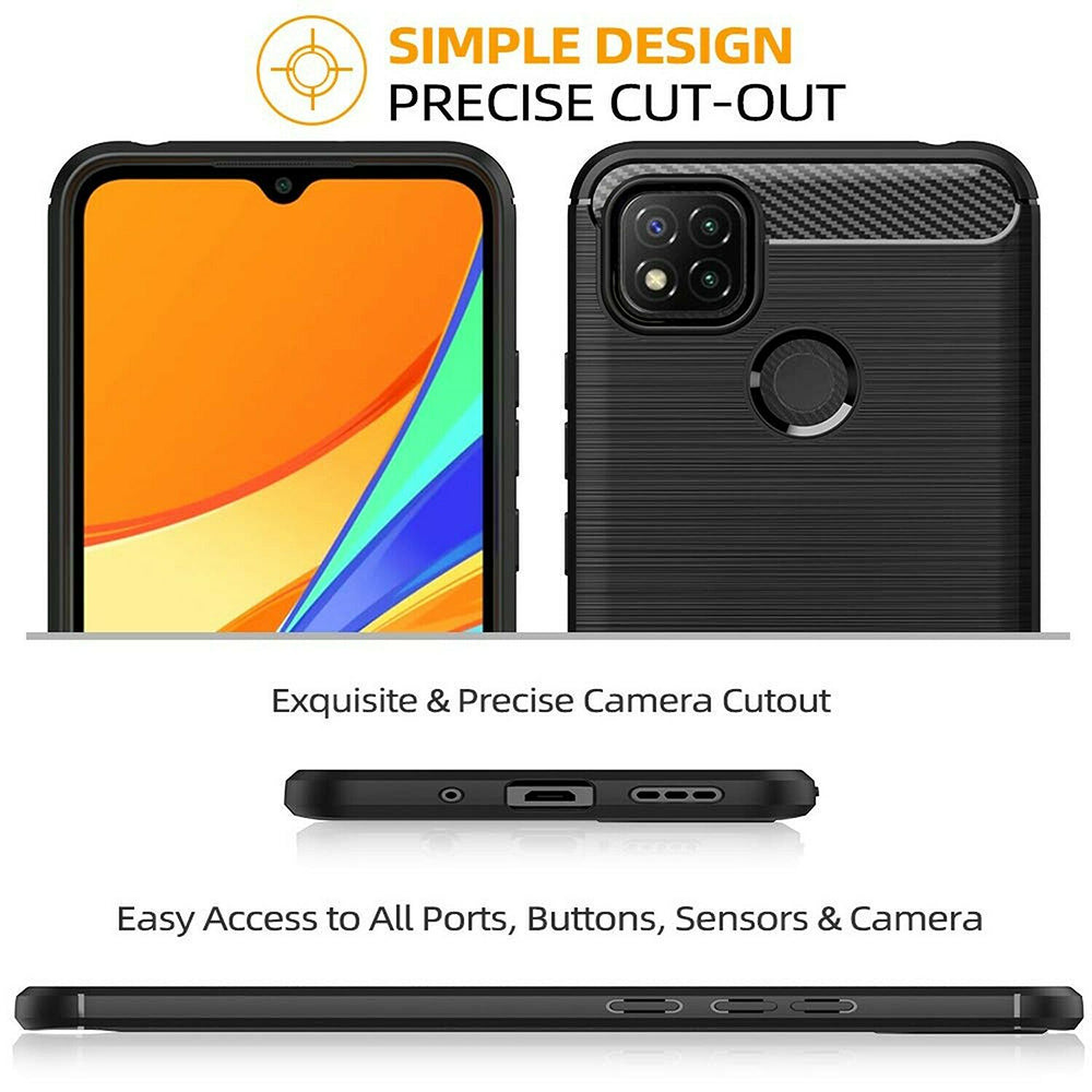 Husa de protectie Techsuit Carbon Silicone compatibil cu Xiaomi Redmi 9C / Redmi 9C NFC, Negru
