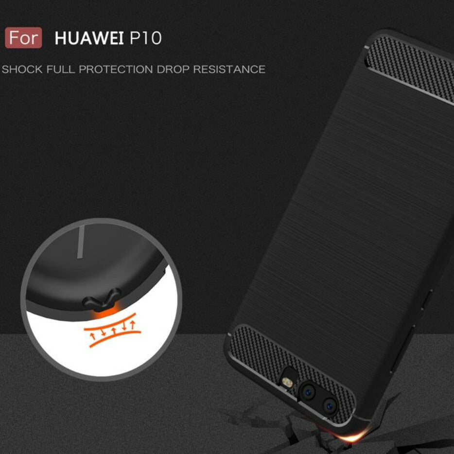 Techsuit - Carbon Silicone - Huawei P10 - Black