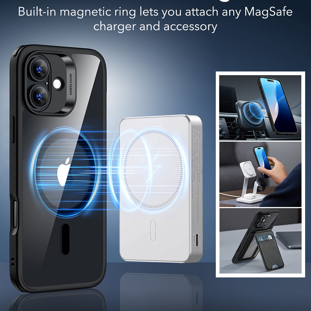 ESR - Classic Hybrid HaloLock - iPhone 16 - Clear Black